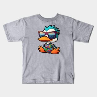 Retro Ruddy Duck Cartoon with Oversized Sunglasses Kids T-Shirt